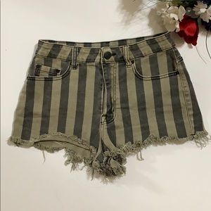 Faded black stripped BDG shorts